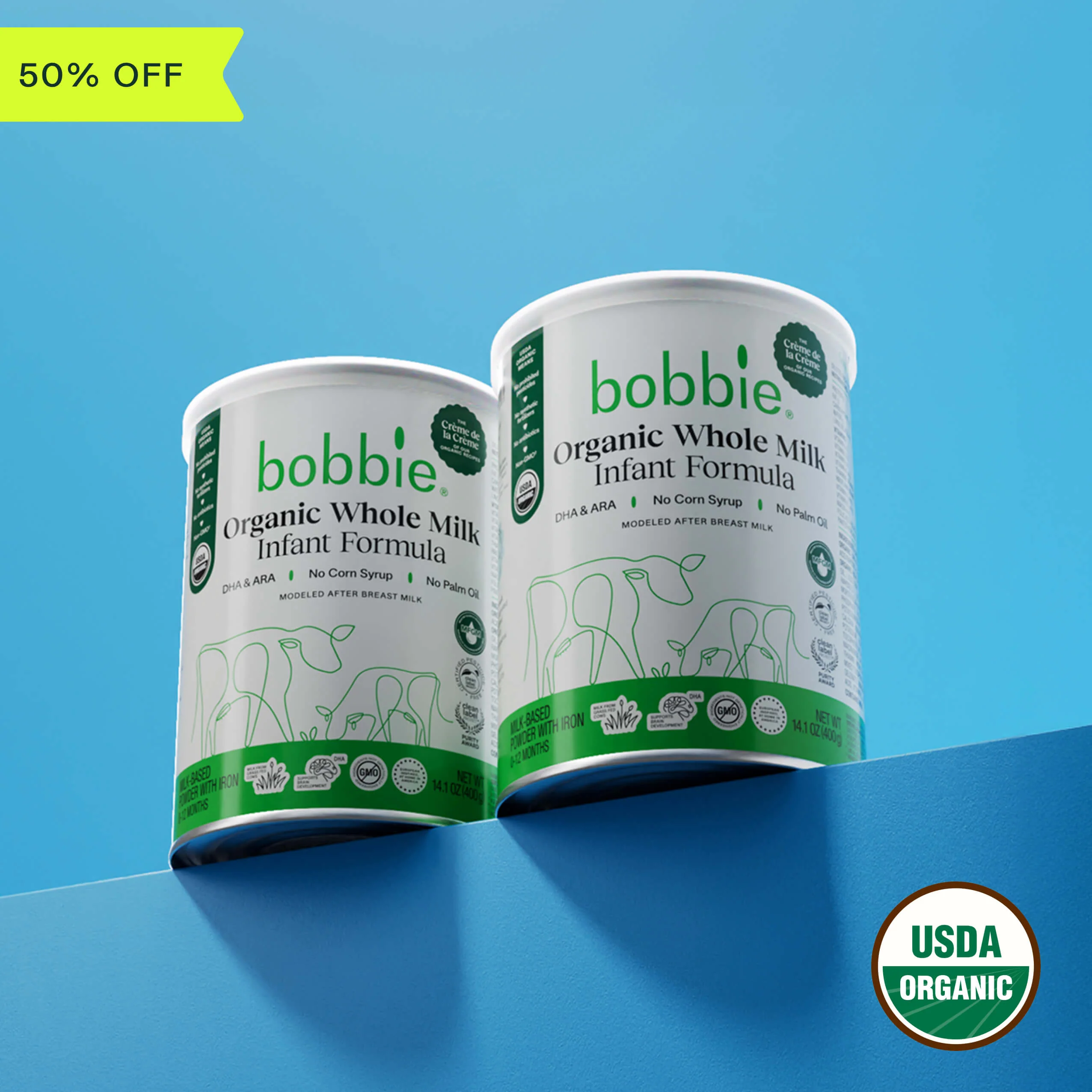 Organic Whole Milk Infant Formula 2-Can Starter Bundle